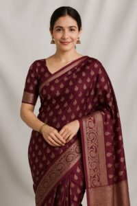 প্রিমিয়াম কাতান শাড়ি মেরুন - Premium Katan Saree Merun Colour