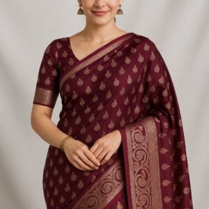 প্রিমিয়াম কাতান শাড়ি মেরুন - Premium Katan Saree Merun Colour