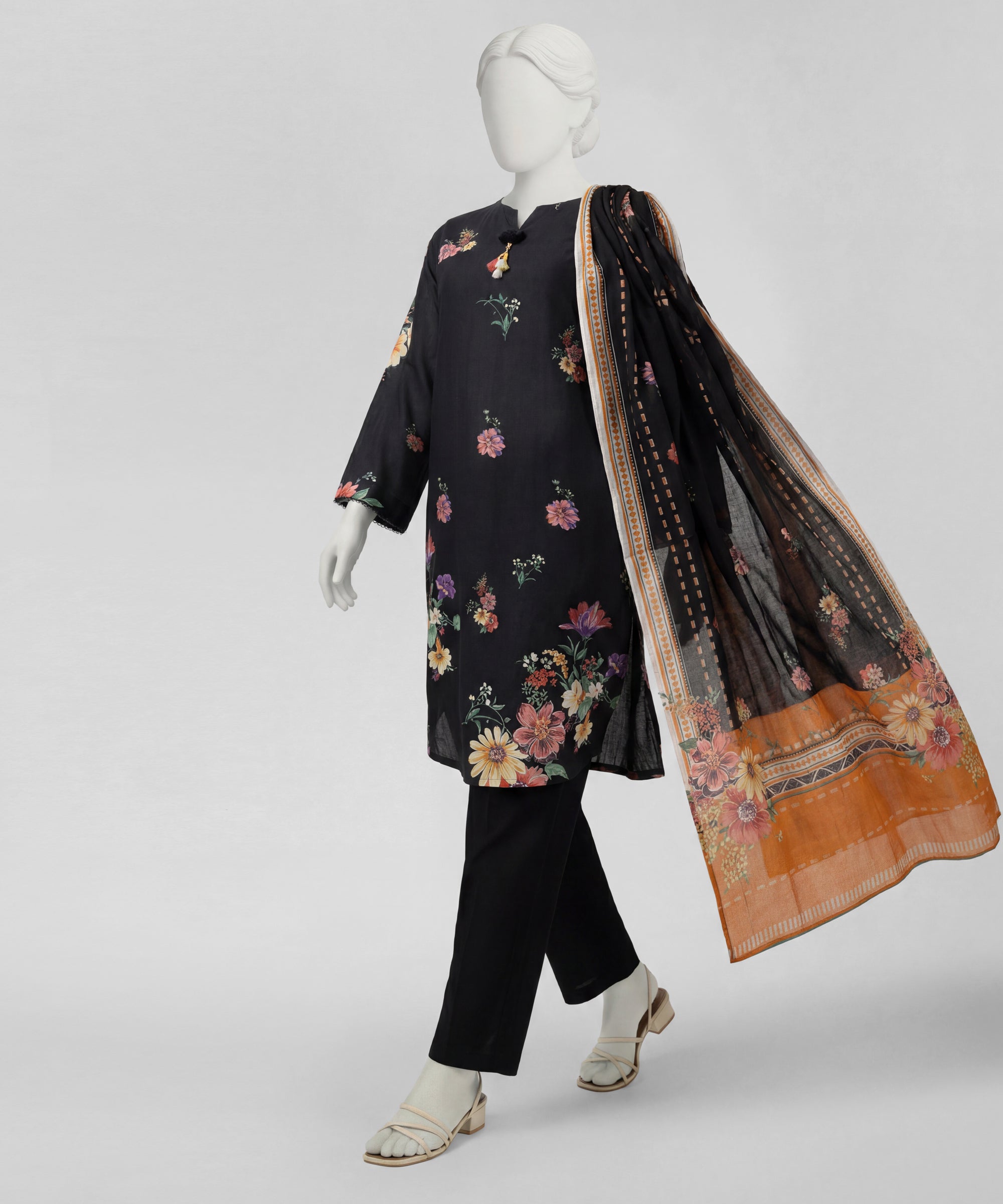 BLACK LAWN 3PC STITCHED | JLS-S-26-639/S GARDEN-3