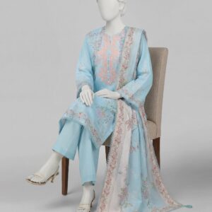 SKY BLUE LAWN 3PC STITCHED | JLS-S-26-663/S FLORAL BOUQUET-03