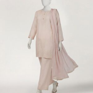 PINK LAWN 3PC STITCHED | JLAWN-S-26-685/S CHIKANKARI-01