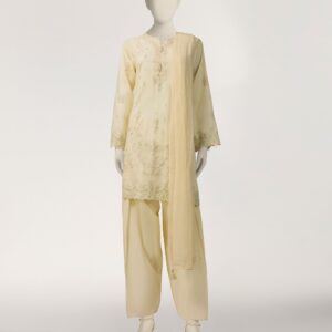 YELLOW LAWN 3PC STITCHED | JLAWN-S-26-686/S CHIKANKARI-02
