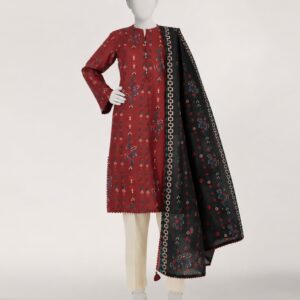 MAROON DOBBY 2PC STITCHED | JDS-S-26-1338/S GEOMATRY POLISH-04
