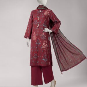 MAROON LAWN 3PC UNSTITCHED | JLU-S-26-4089 RYNA-3